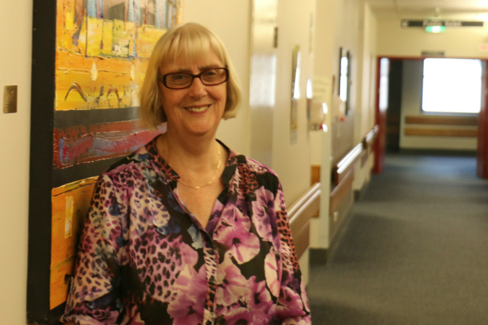 Lady in hallway