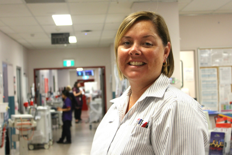 Close up of woman in hospital ward