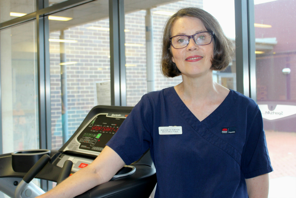 Nurse in gym setting