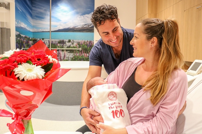 First baby born at St George Hospital’s new Birth Unit - Emanuele Giuffre - with his parents 