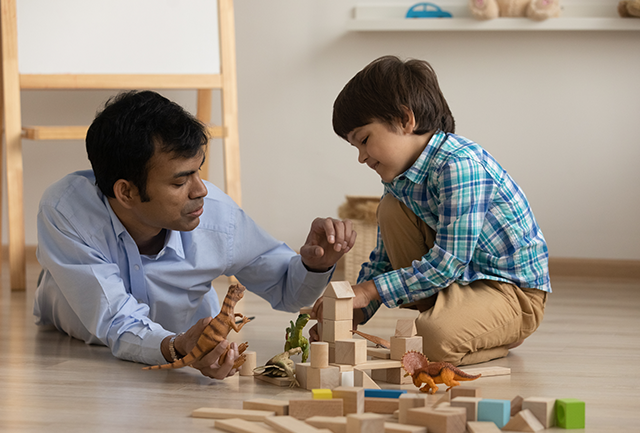 An Adult and a child communicating