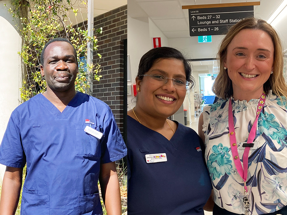 Three nurses smiling