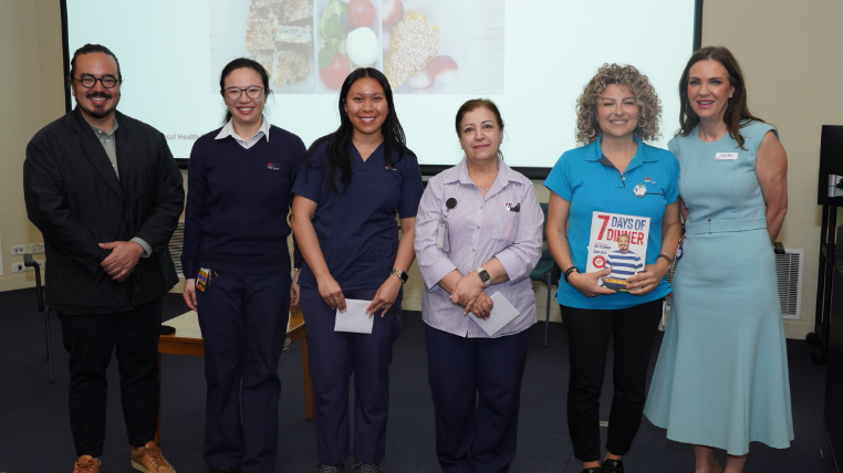 Lunchbox competition winners with Adam Liaw and GM of St George Hospital, Angela Karooz