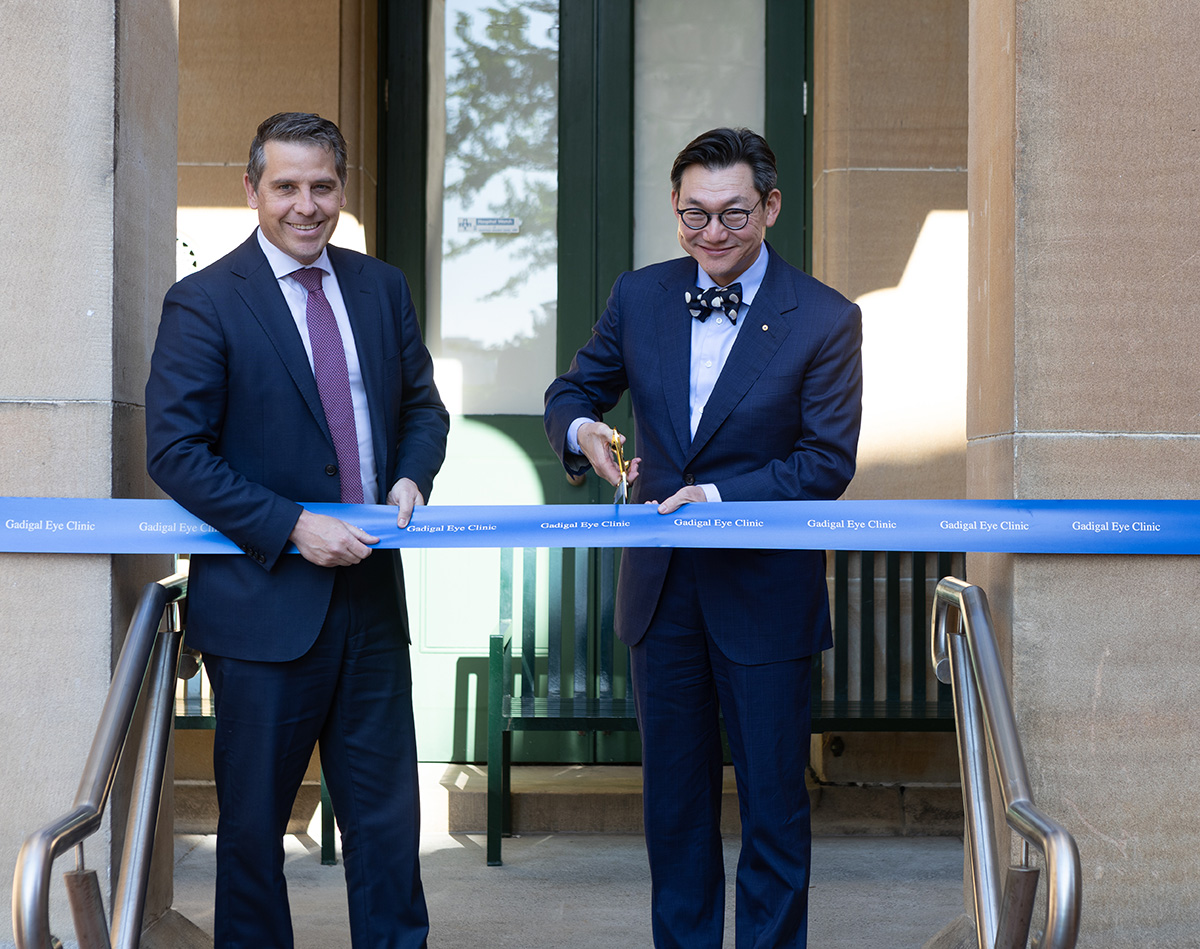 Professor Andrew Chang and the Health Minister Ryan Park open the Gadigal Eye Clinic