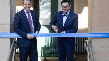 Professor Andrew Chang and the Health Minister Ryan Park open the Gadigal Eye Clinic